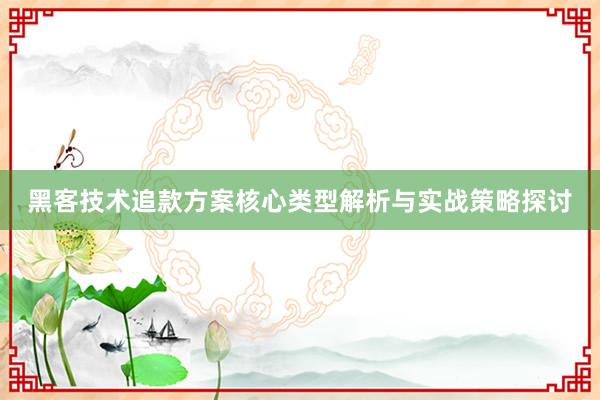 黑客技术追款方案核心类型解析与实战策略探讨